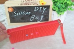 Silicone DIY coin bag, silicone cosmetic bag, silicone pencile case, silicone wallet
