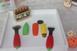 Cute design silicone dinner tool, lovely fruit vegetable dinner tool for children